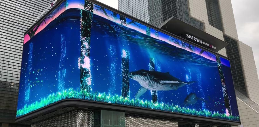 3d visuals on a big outdoor led screen